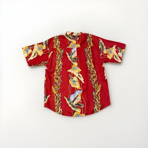 Hilo Hattie Mens Hawaiian Shirt Size Large Floral 100% Silk Short Sleeve FLAW - Picture 2 of 11